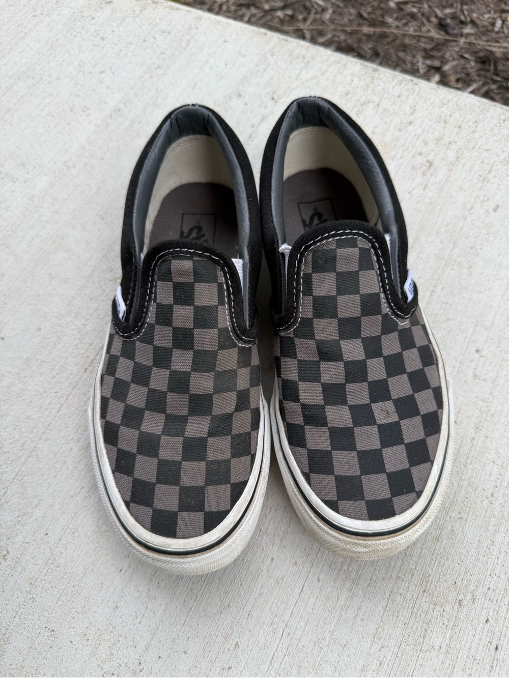 Vans Black and Gray Checkerboard Slip-On Shoes